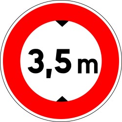 Autocollant vinyl - Accès interdit aux véhicules de plus de 3,5 m - Diamètre de 200 mm
